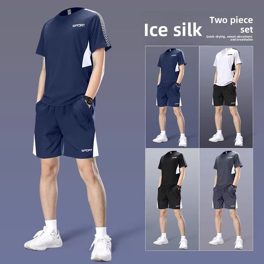 Mens Quick-Dry Sports Shorts and T-Shirt Set